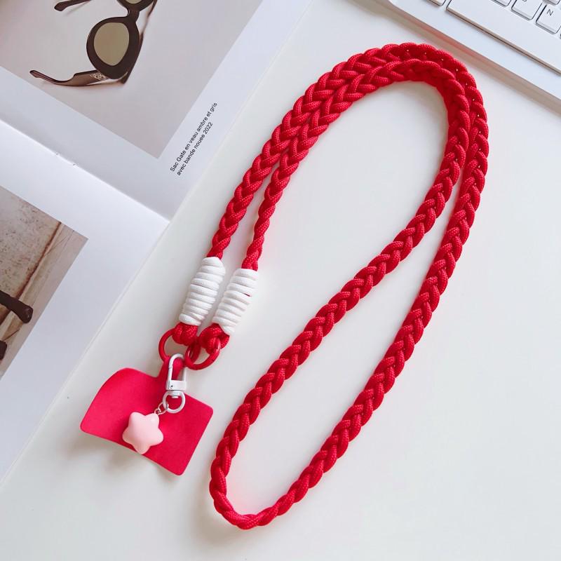 Woven Fashion Cartoon Pendant Mobile Phone Lanyard with Clip - Sturdy Anti-Lost Crossbody Chain