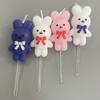 Cartoon Zodiac Image Rabbit Candle Shape White Pink Bow Tie Bow Rabbit Candle