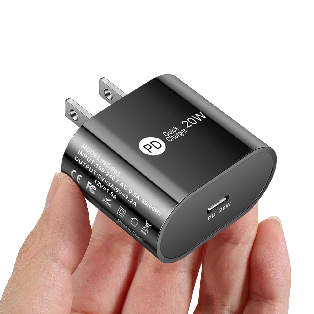 PD Fast Charger 20W with EU/US/UK Travel Adapter for Mobile Phones