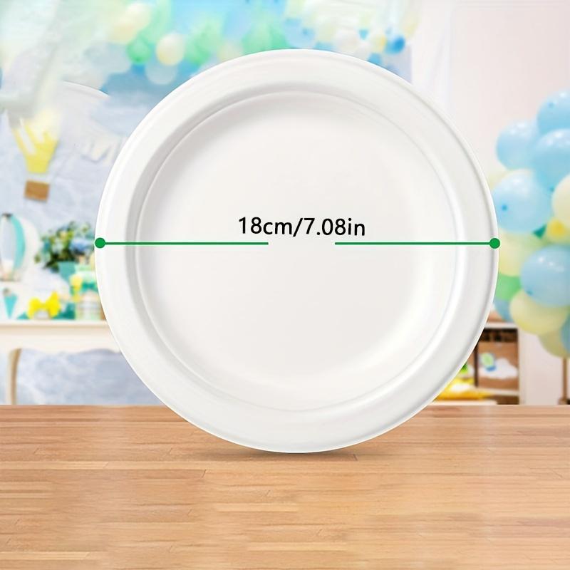 1set/50pcs 7 Inch Small Paper Plate, Disposable Plate, White Paper Plate for Party Wedding Birthday, Paper Dessert Plate