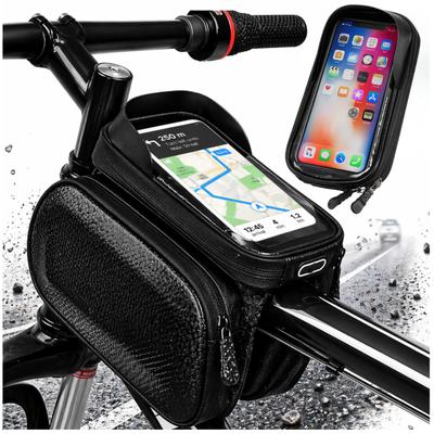 Velcro Bicycle Bag Pannier Waterproof Phone Holder With Zippered Case