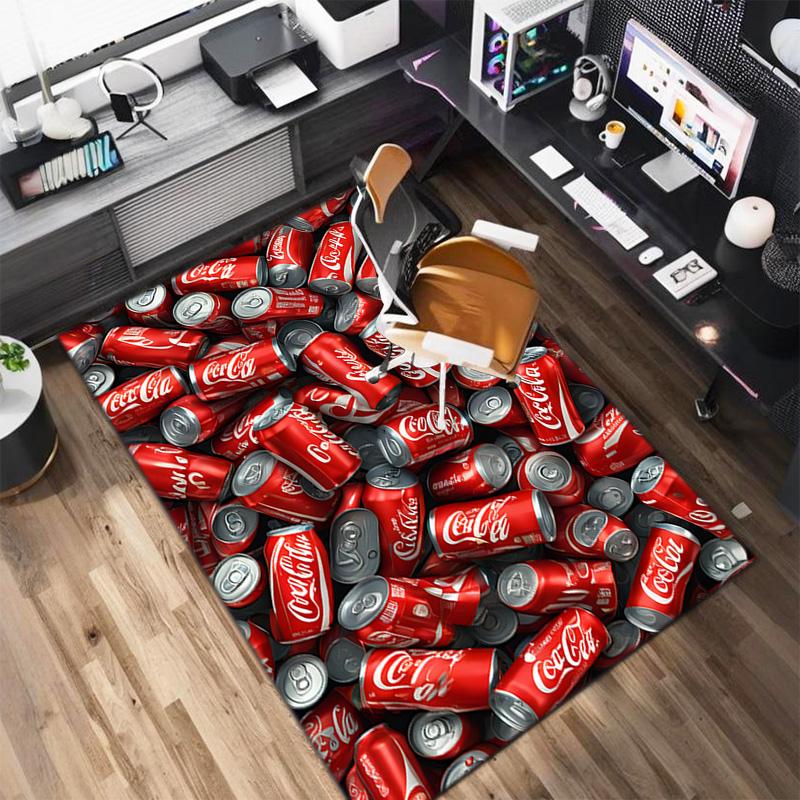 Christmas gift Halloween themed cola beverage Coca Cola carpet is suitable for living room and bedroom doormats office balcony decorative carpet V25