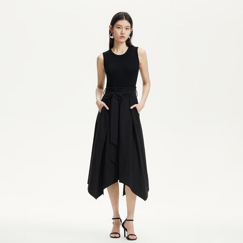 VEROMODA 2025 Summer Round Neck Belted Irregular Hem Dress