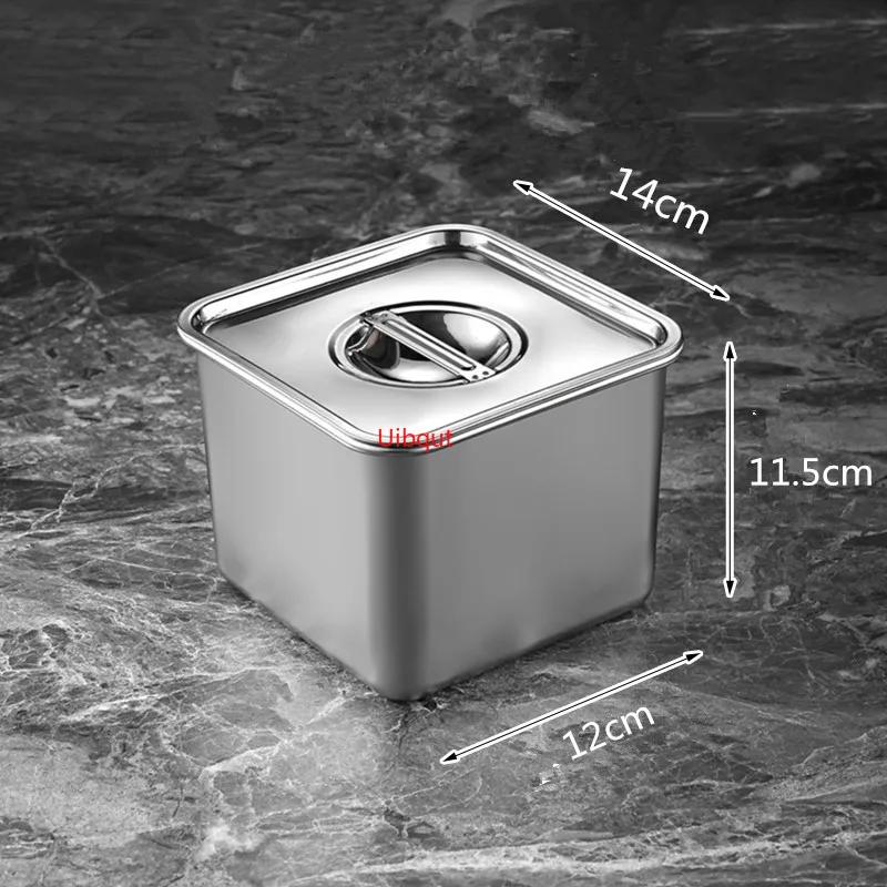 Stainless Steel Tank Box with Cover Kitchen Oil Basin Square Barrel Storage Bottle Seasoning Box Jars and Lids Spice Jars Set