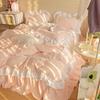 Princess Ruffle Duvet Cover Set Bed Skirt Pillowcase Four Seasons 4pc Beddin Quilt Cover Sheet Double Bed Queen King