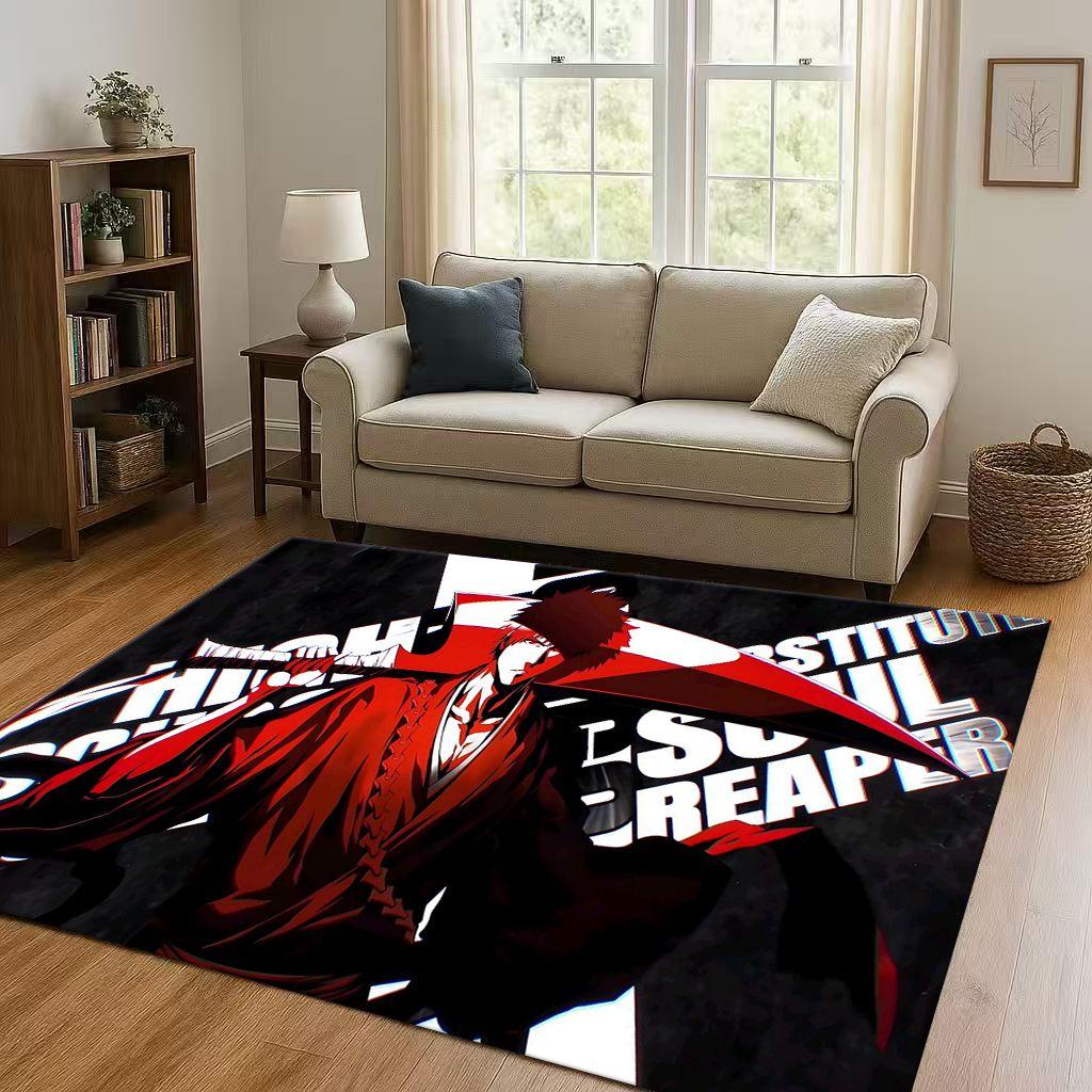 Anime Bleach Kurosaki Ichigo Cartoon Wohnzimmer Rutschfester Teppich für Schlafzimmer Sofa, Leicht zu reinigen Heimdekoration Fußmatte Spielmatte