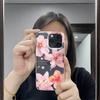 Pink Big Flower Phone Case For IPhone 16 15 Case IPhone 11 13 12 14 Pro Max XR X Xs Max 7 8 Plus Cover Case Funda Coque Bumber