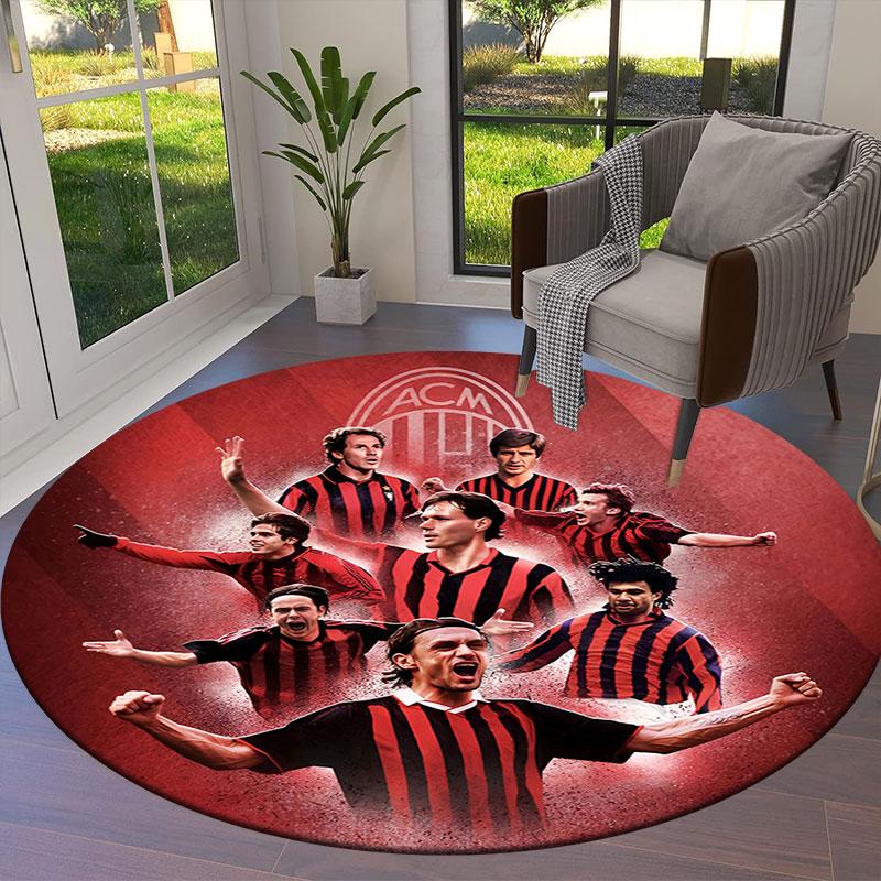 AC Milan Round Area Rug,Carpet Rug for Living Room Bedroom Sofa Playroom Decor,Non-slip Floor Mat