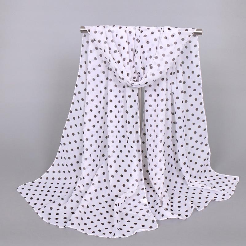 New Chiffon Print Dots Scarf For Women Girls New Autumn Solid Color Breathable Scarves Soft Shawl Summer Female Wrap Shawls