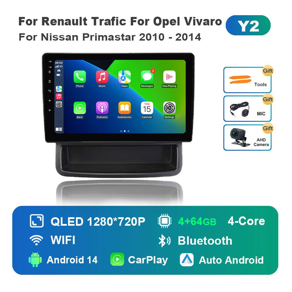 Car Radio Multimedia Player Android 14 for Renault Trafic For Opel Vivaro For Nissan Primastar 2010 - 2014 4G BT Split Screen