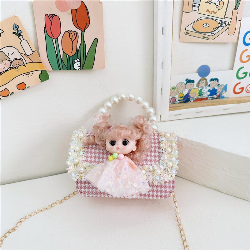 Cute Princess Children's Bag With Stylish Pearl Handle For Little Girls In Colorful Options