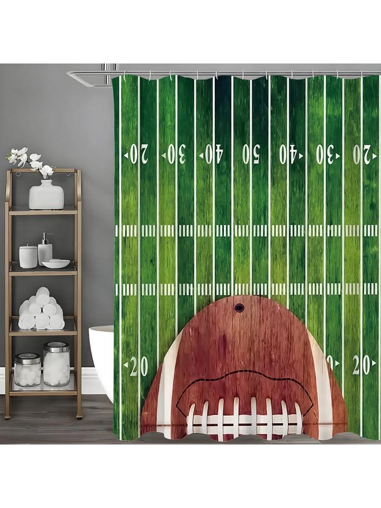 American Rugby Court Shower Curtain, Bathroom Decorative Shower Curtain, Waterproof Shower Curtain with Hooks