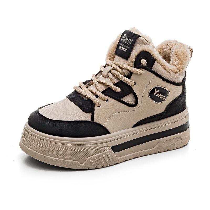 Fleecem zateplené vysoké velké bavlněné dámské boty zimní teplé sněhule dámské všestranné nové zimní bavlněné boty se silnou podrážkou