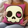 1pc Cartoon Heart Eye Skull Pattern Double-Sided Printed Pillowcase, Soft Comfortable Home Decor Cushion Cover, with Zipper Closure, Machine Washable,