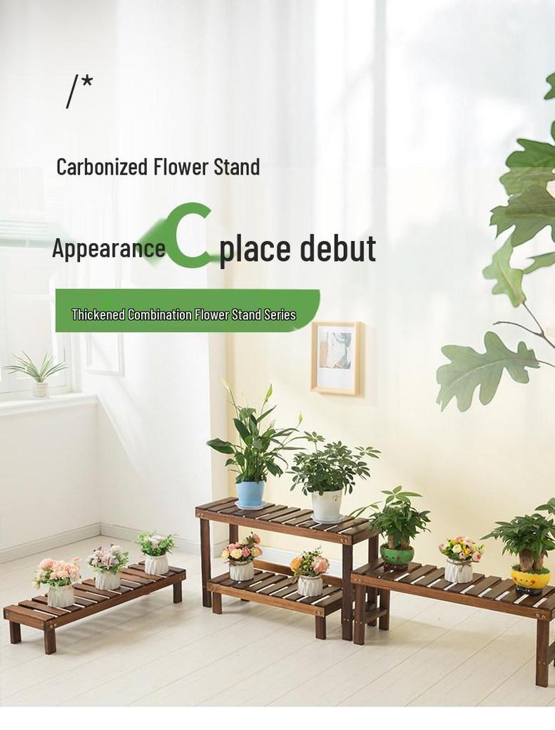 Multi-layer Solid Wood Indoor Balcony Plant Stand