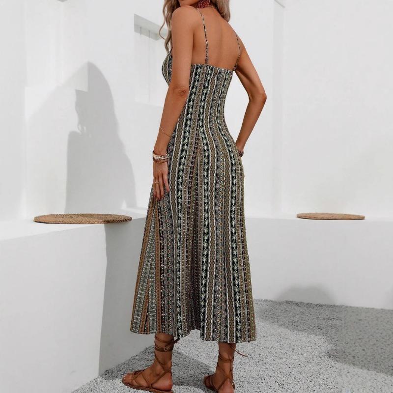 Women's Summer Fashion Print Halter Dress