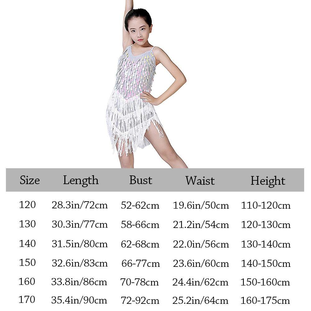 Professional Kids Latin Dance Dress Tassel Ballroom Dance Dress Stage Costume  Children Girls