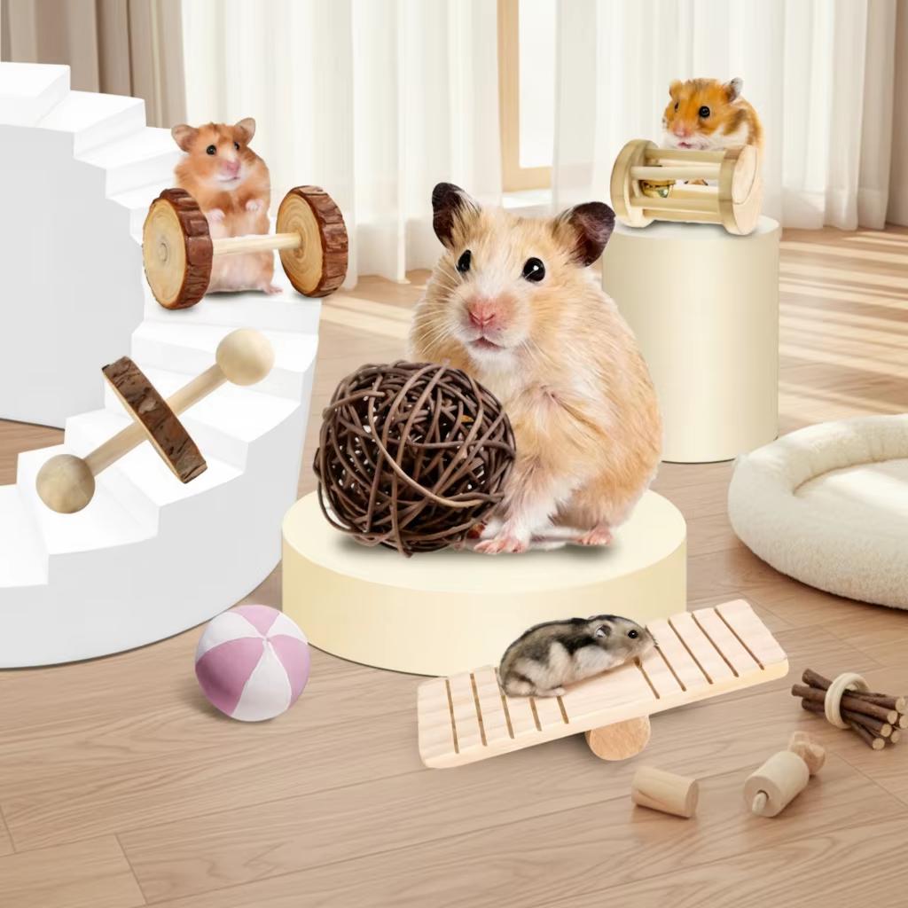 High Quality Eco-Friendly Durable Chew Toys Set for Parrots Hamsters Rabbits-Natural Materials Teeth Cleaning Boredom Buster
