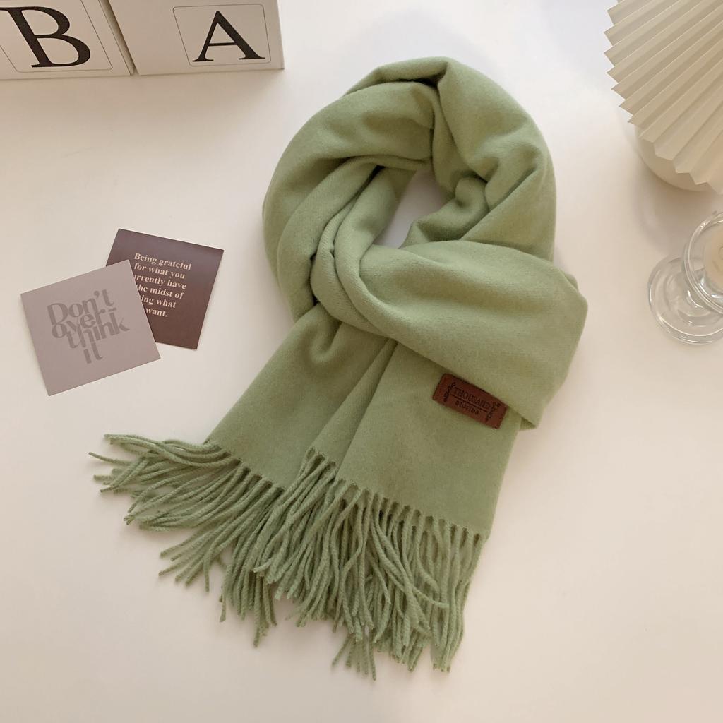 Leather Standard High-quality Imitation Cashmere Versatile Solid Color Thick Fringed Scarf New Women's Autumn and Winter Korean Version Shawl Winter