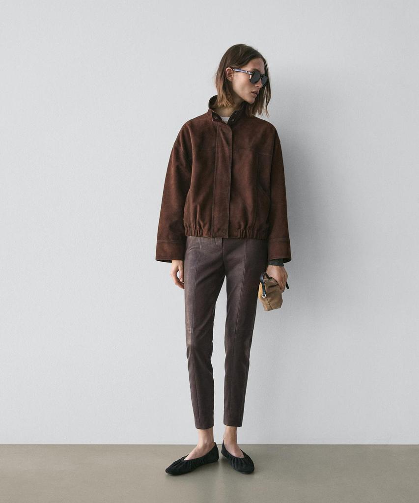 Masimodutti Elastic Detail Napa Leather Leggings