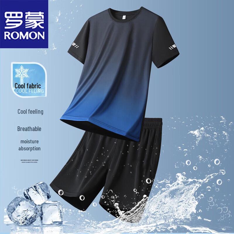 ROMON Men s Ice-Feel T-shirt & Shorts Set L