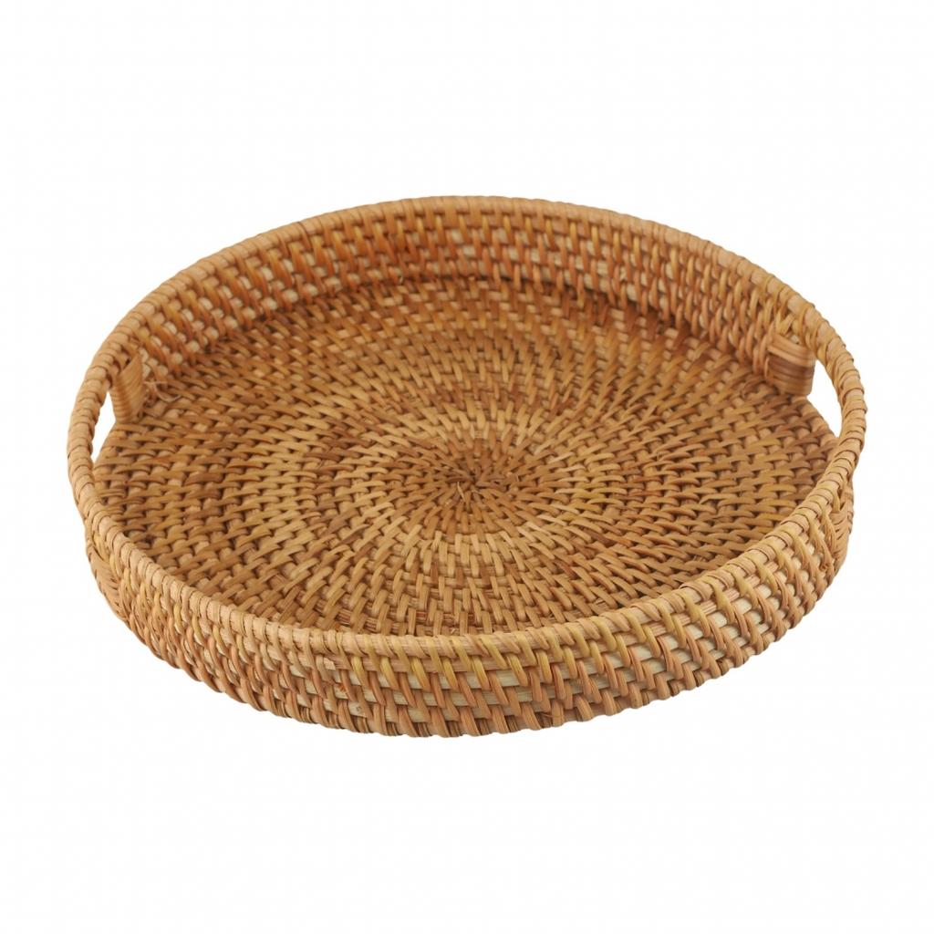Rattan Woven Tray Serving Storage Trays Storage Basket for Home Kitchen Picnic