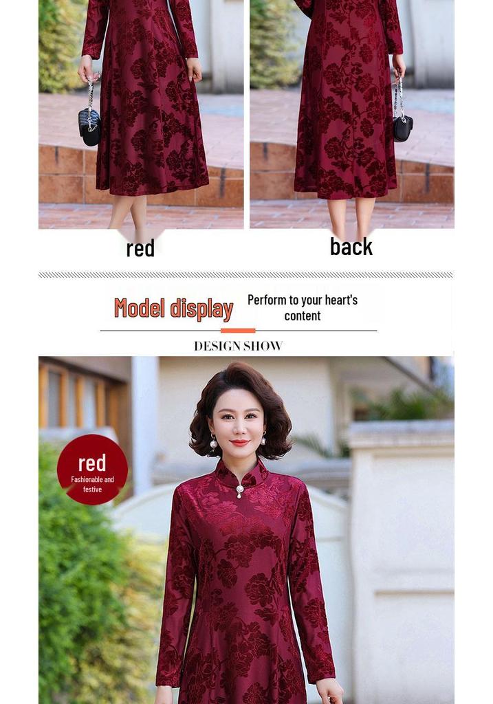 Retro Slimming Cheongsam Dress for Middle-aged and Elderly Women