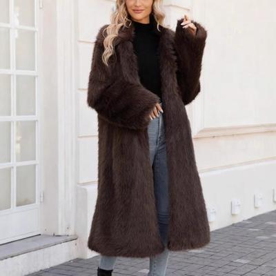 0 Imitation Fur Coat Top Imitation Fox Hair Long Coat Warm and Cold Trench Coat