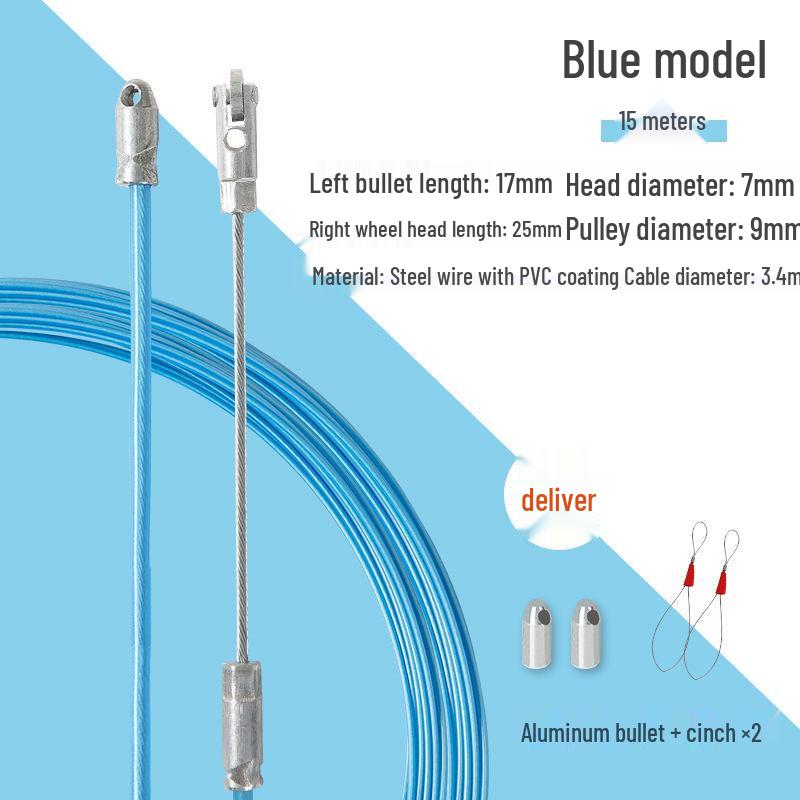 Electrician Pull Wire Threader with Roller Head for Concealed Wire Conduit