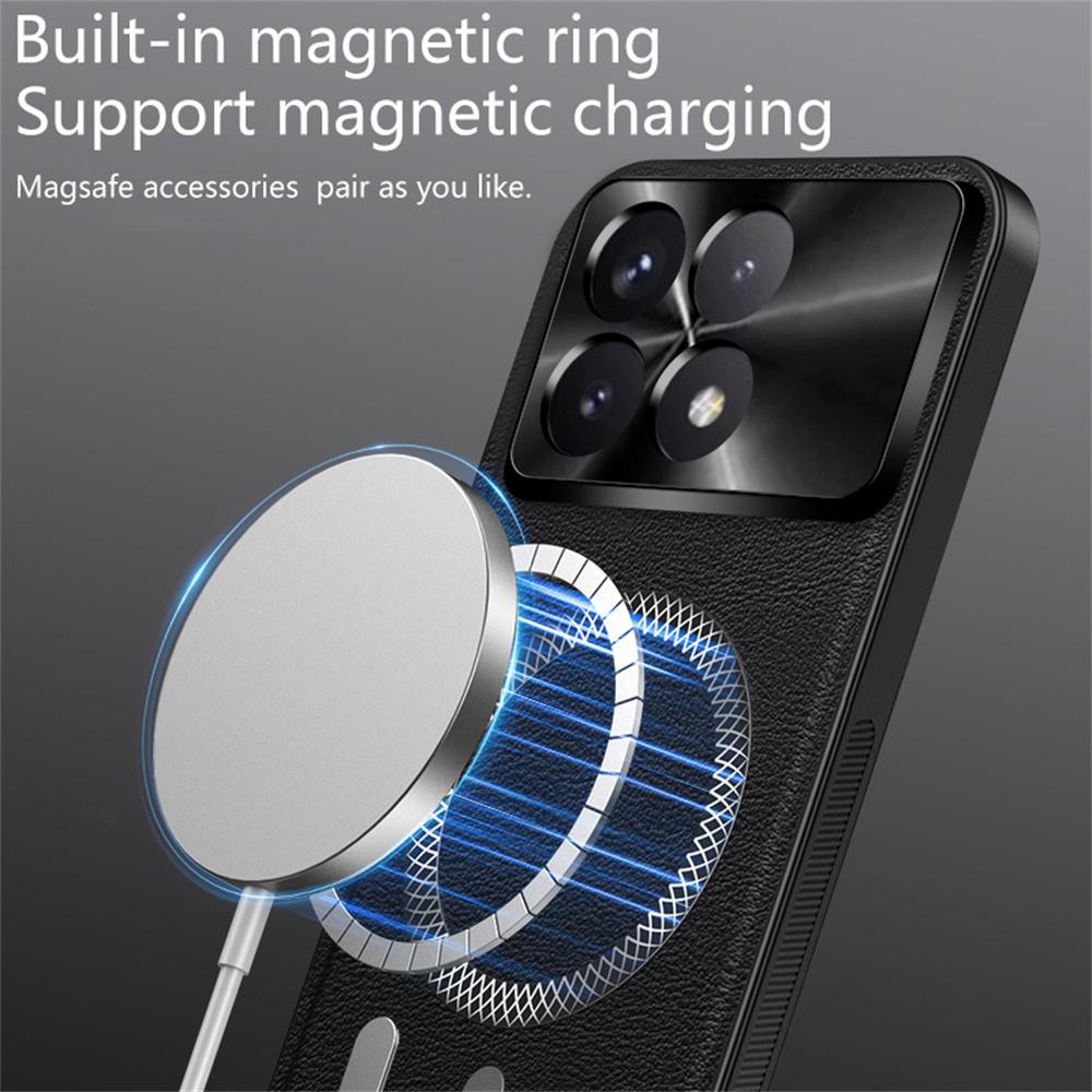 For Xiaomi Redmi K70E 5G/Poco X6 Pro 5G Case Compatible with MagSafe PU TPU PC Phone Back Cover with Metal Lens Frame