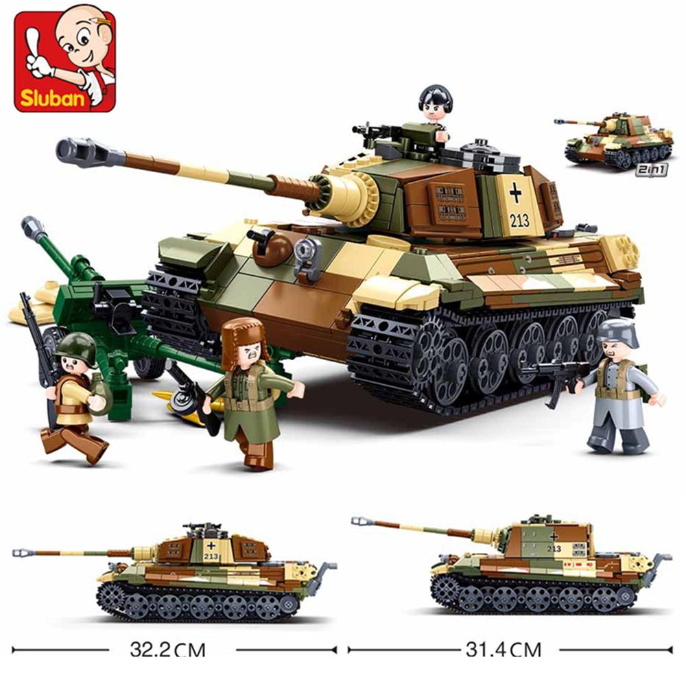 

Sluban 930 деталей Армейский Тигр Король Тяжелый Танк Сухопутные Войска Вторая Мировая Война Военный Солдат Конструкторы Наборы Образовательные Игрушки Для Детей