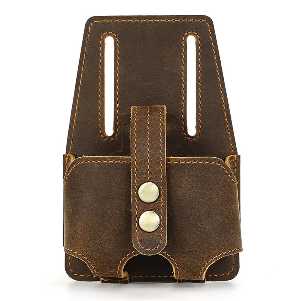 

Brown Leather 5 Meter Steel Tape Measure Holder Portable Storage Bag with Hanging Belt Holster for Construction Tool Backpack