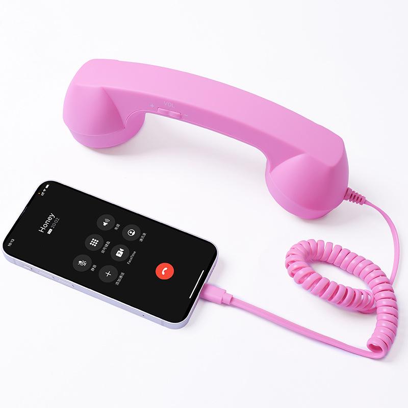 In-Stock Retro Style Girlish Phone Handset with Adjustable Volume and Microphone for Students