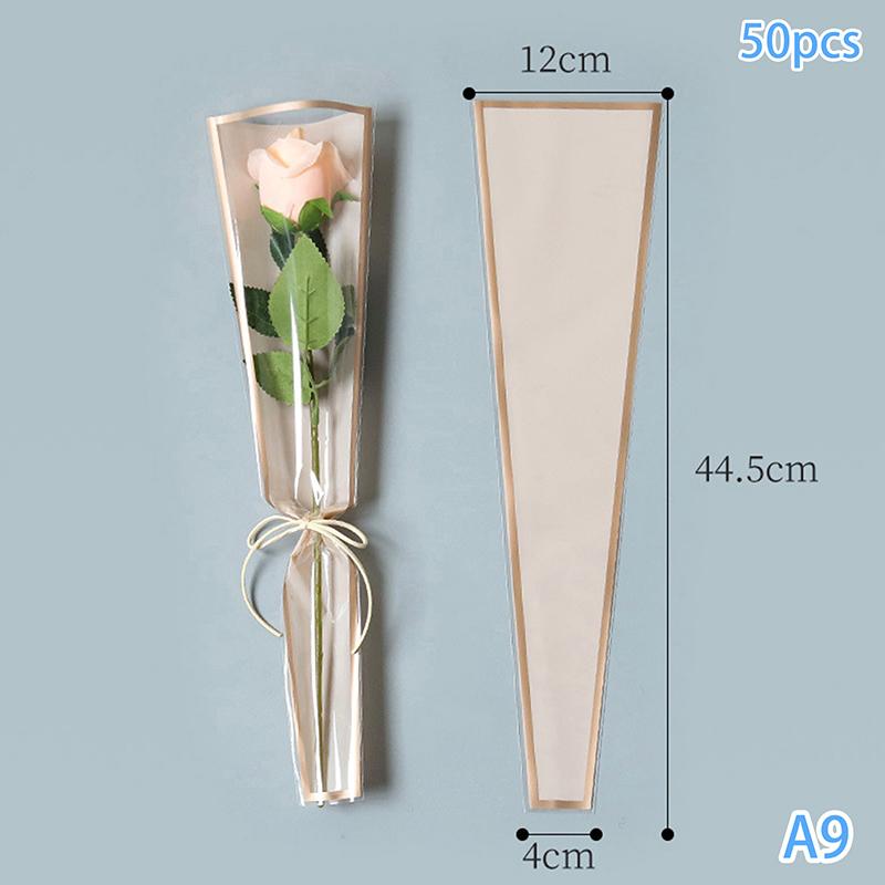 50pcs Mermaid Wavy Pattern Flower Bouquet Gift Cellophane Bag Wrapping Paper Bag Valentine's Day Mother's Day Single Rose Bags