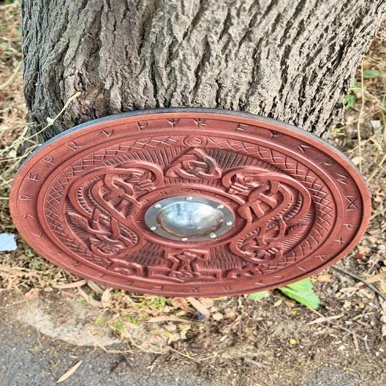 Viking Carved Wooden Shield, Norse Viking Shield Gifts, Wall Decor Carving Shield, Viking Cosplay  Costume Gifts Christmas Decor