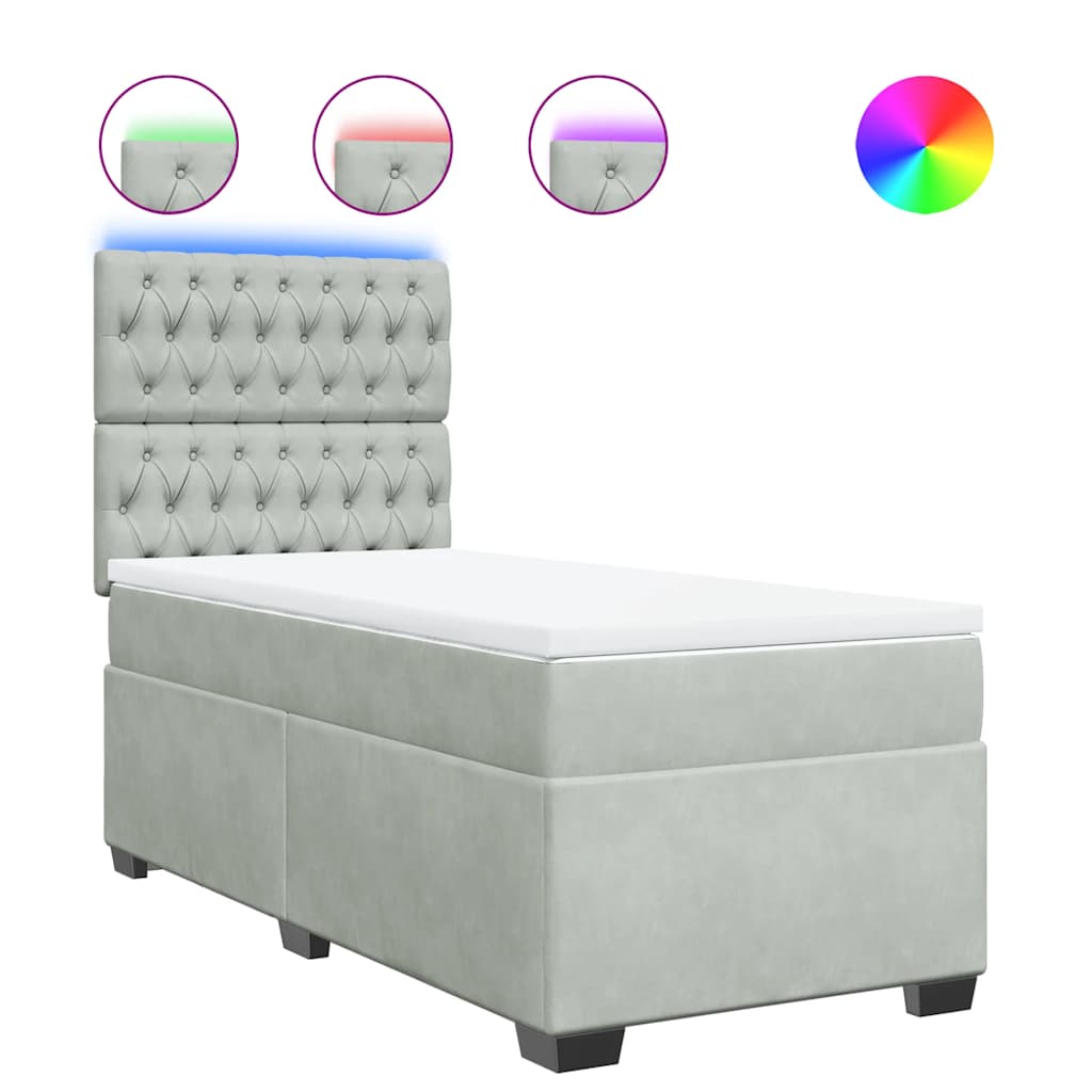 Vidaxl Continentale Bed met Matras, Lichtgrijs, Fluweel, 90x200 Cm