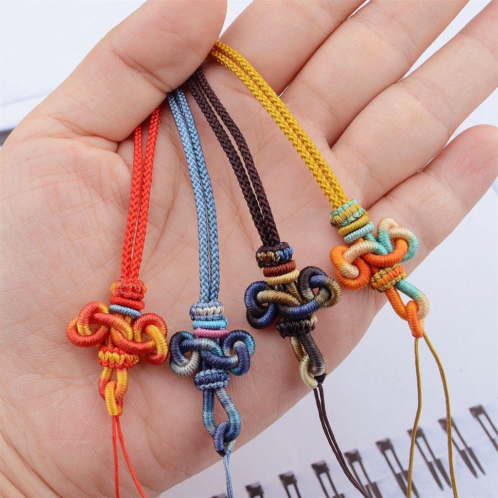 Handwoven Mobile Phone Lanyard & Keychain Charm with Wenchang Knot, Double Link Knot, USB Drive Ornament & Anti-lost Rope