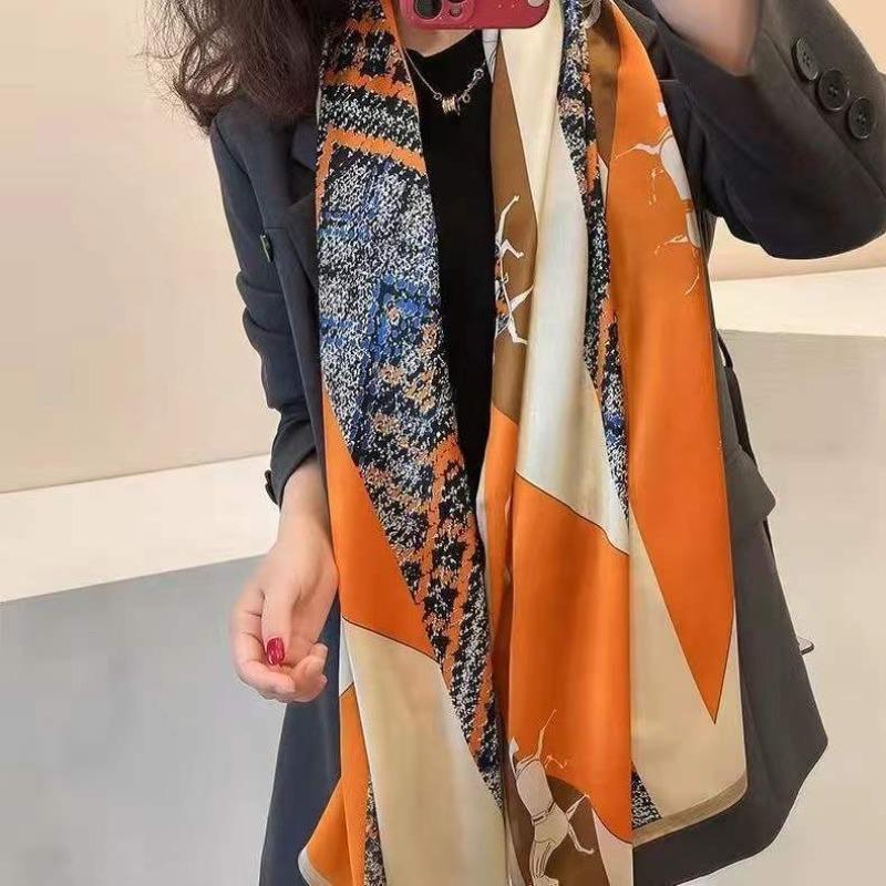 new fashion versatile autumn brocade silk scarf women's scarf shawl
