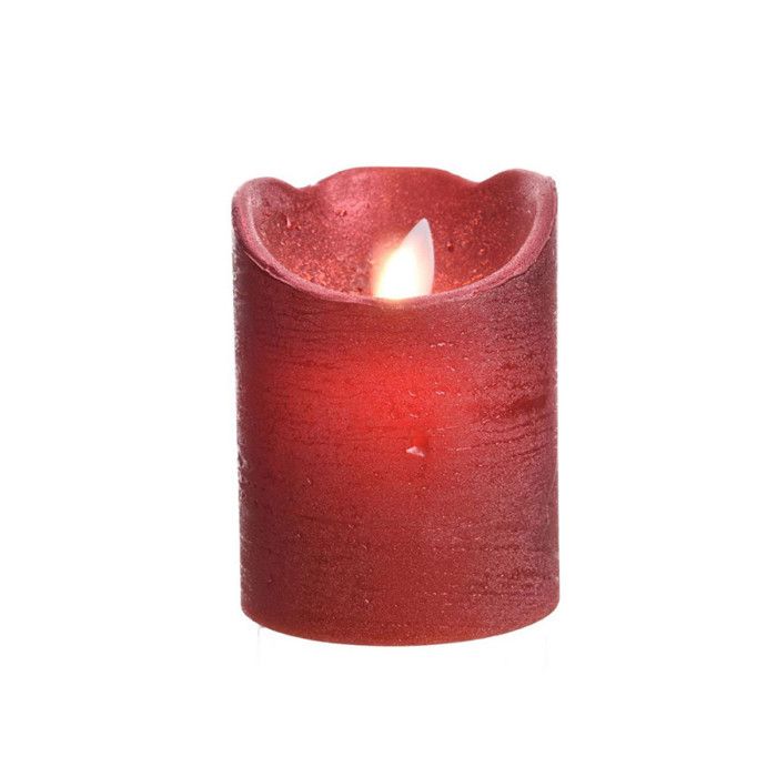 Bougie À Led - GENERIQUE - Ø7,5x10cm - Rouge Métallisé - Lumière Blanche Chaude - Intérieur