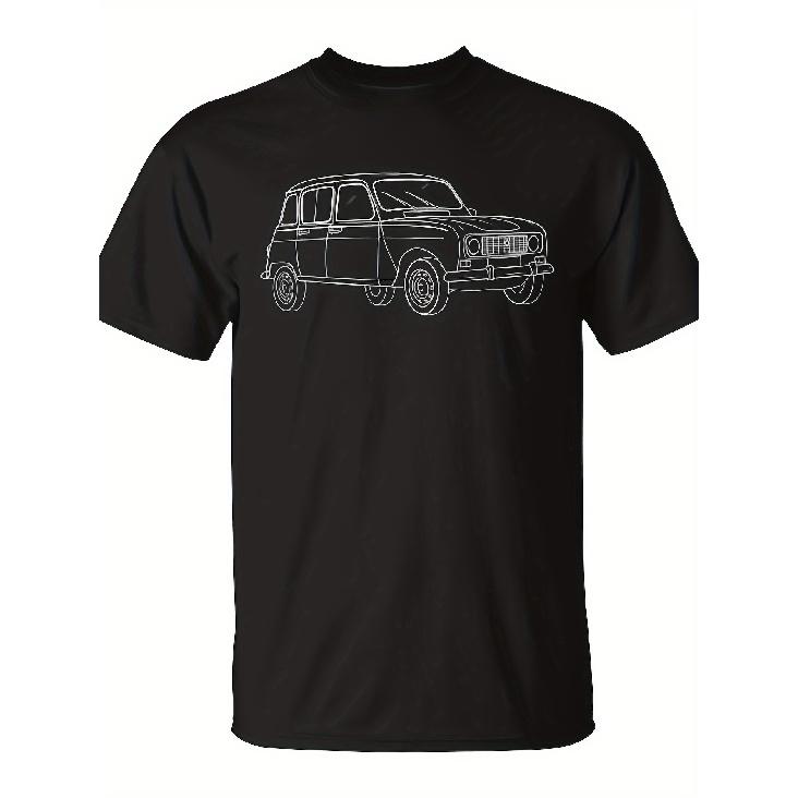 Herren Vintage R4 Französisches Klassisches Auto T-Shirt - Retro Mini-kompatibles Geländewagen Tee, Weiches Atmungsaktives Kurzarmhemd mit R4 Design Geeignet
