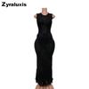 Neues gehäkeltes Fransen-Set Damen Ärmelloses High-Neck-Top + Bodycon-Langrock Zweiteiliges Outfit