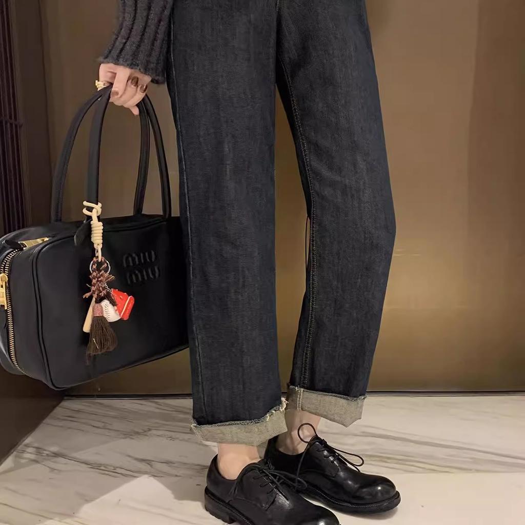 Cowhide Version Washed Shrinkage Leather Texture Derby Single Shoes Lace-up Small Leather Shoes Women's