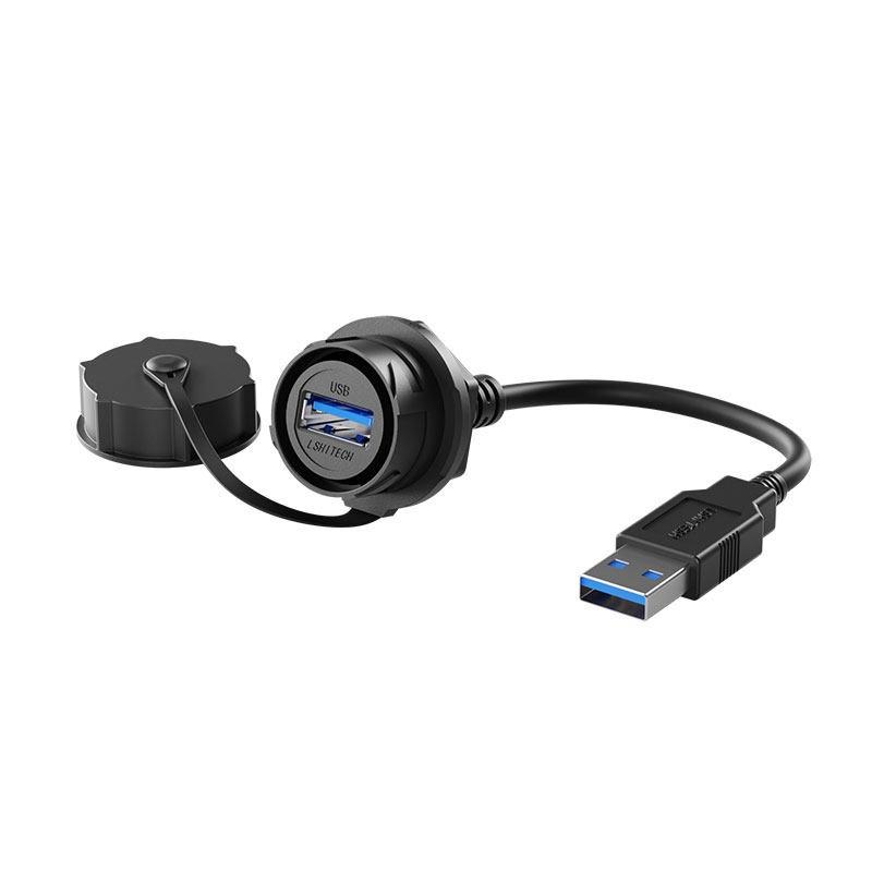 USB2.0 USB3.0 Screw Lock Waterproof USB Aviation Connector Socket Female To Male Industrial Data Extension Cable 0.3M 0.5M 1M