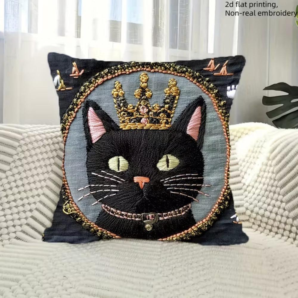 Sofa Pillow Pillowcase Skin-friendly Short Plush Cute Animal Cat Pillow Cover Living Room Cushion Cover Without Core