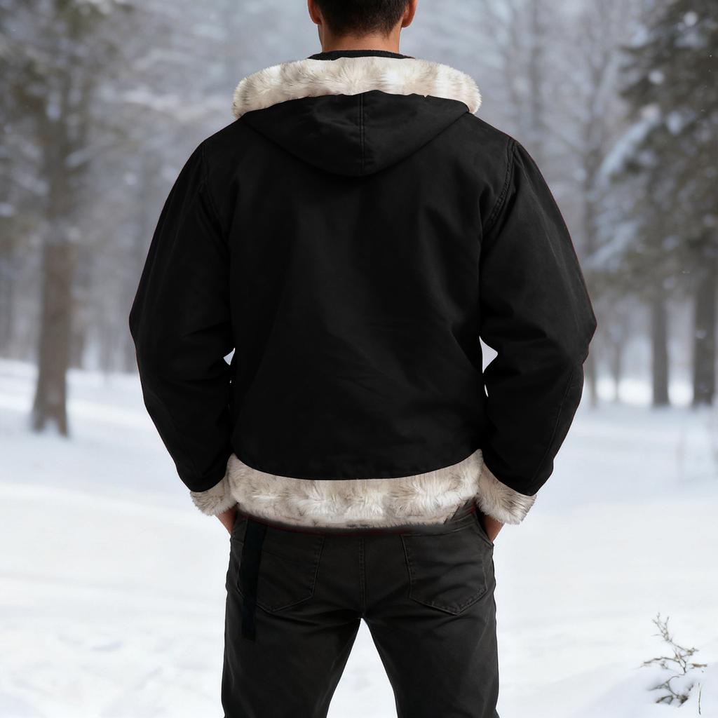 Men's  Hooded  Hood  Hoodie  Adding   Fleece  Cardigan  Coat