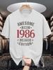 Unisexs Awesome Since 1986 Limited Edition Graphic Tee Retro Birthday Text Print O Neck Short Sleeve Cotton Casual Tops For Unisex