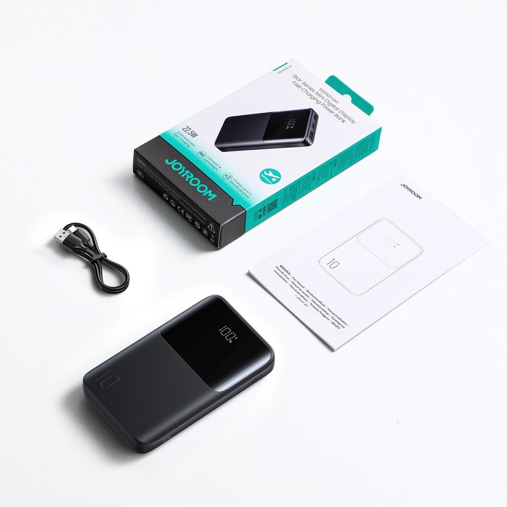 Powerbank 10000Mah 22.5W Usb-A Usb-C Z Wyświetlaczem Jr-Qp191 Mini - Czarny