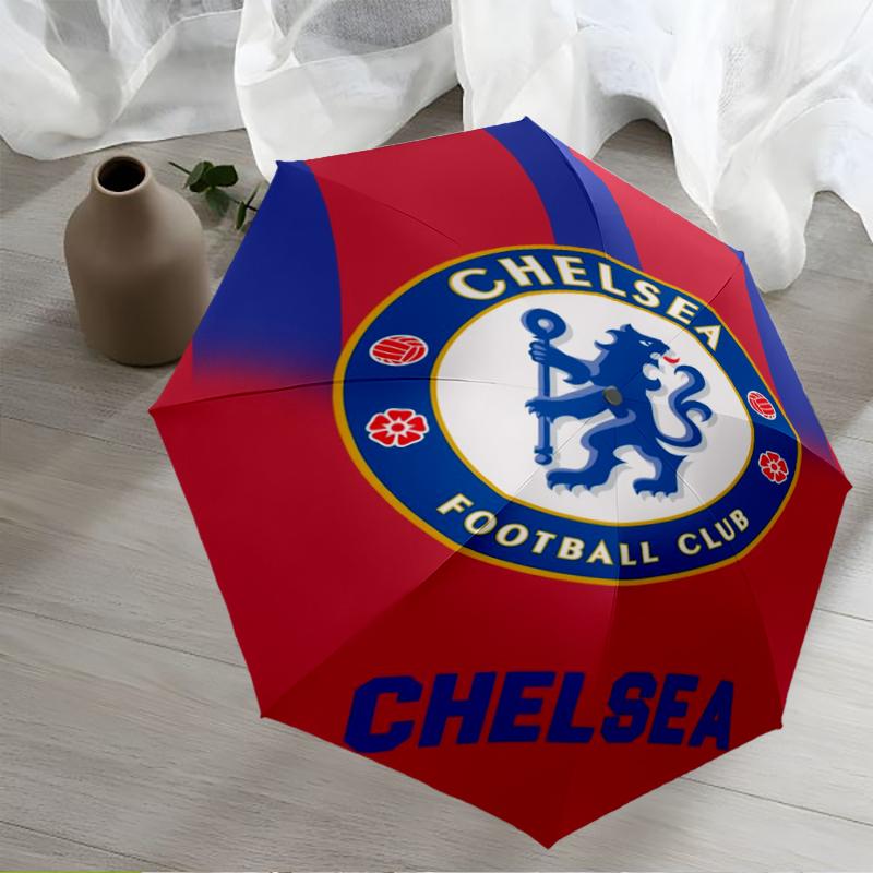 Automatischer Regenschirm im Chelsea Football Club Design, Leicht & Tragbar, 8 Speichen, Perfekt für Reisen im Freien, Geburtstage, Weihnachten, Geschenke.