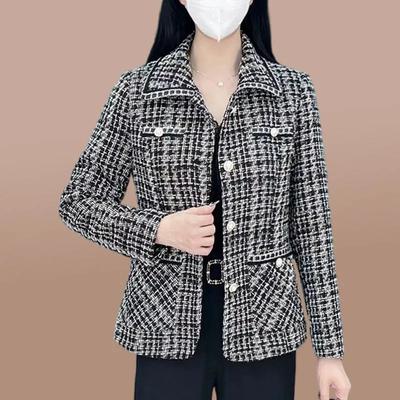 Kleine duftende Mantel Damen Frühling und Herbst neue französische Jacquard beliebte lose kurze karierte Jacke weibliche karierte Jacke Top