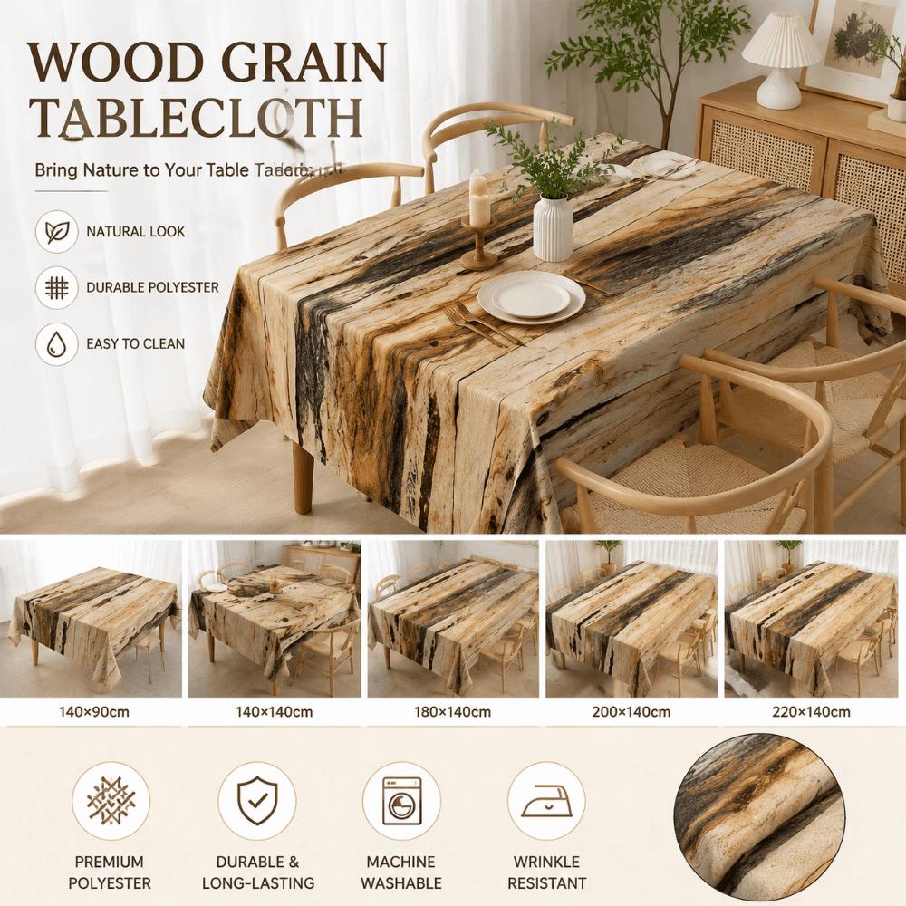 Square Printed Table Cover Rustic Wood Pattern Polyester Table Cloth  Outdoor Event